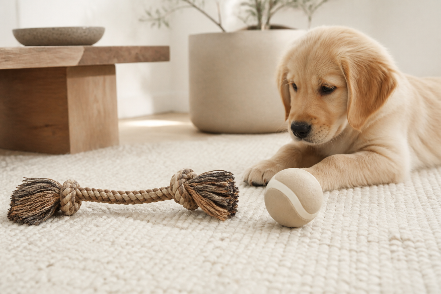 Flostouw vs apporteerbal voor puppy's: welk artikel blijft langer interessant?