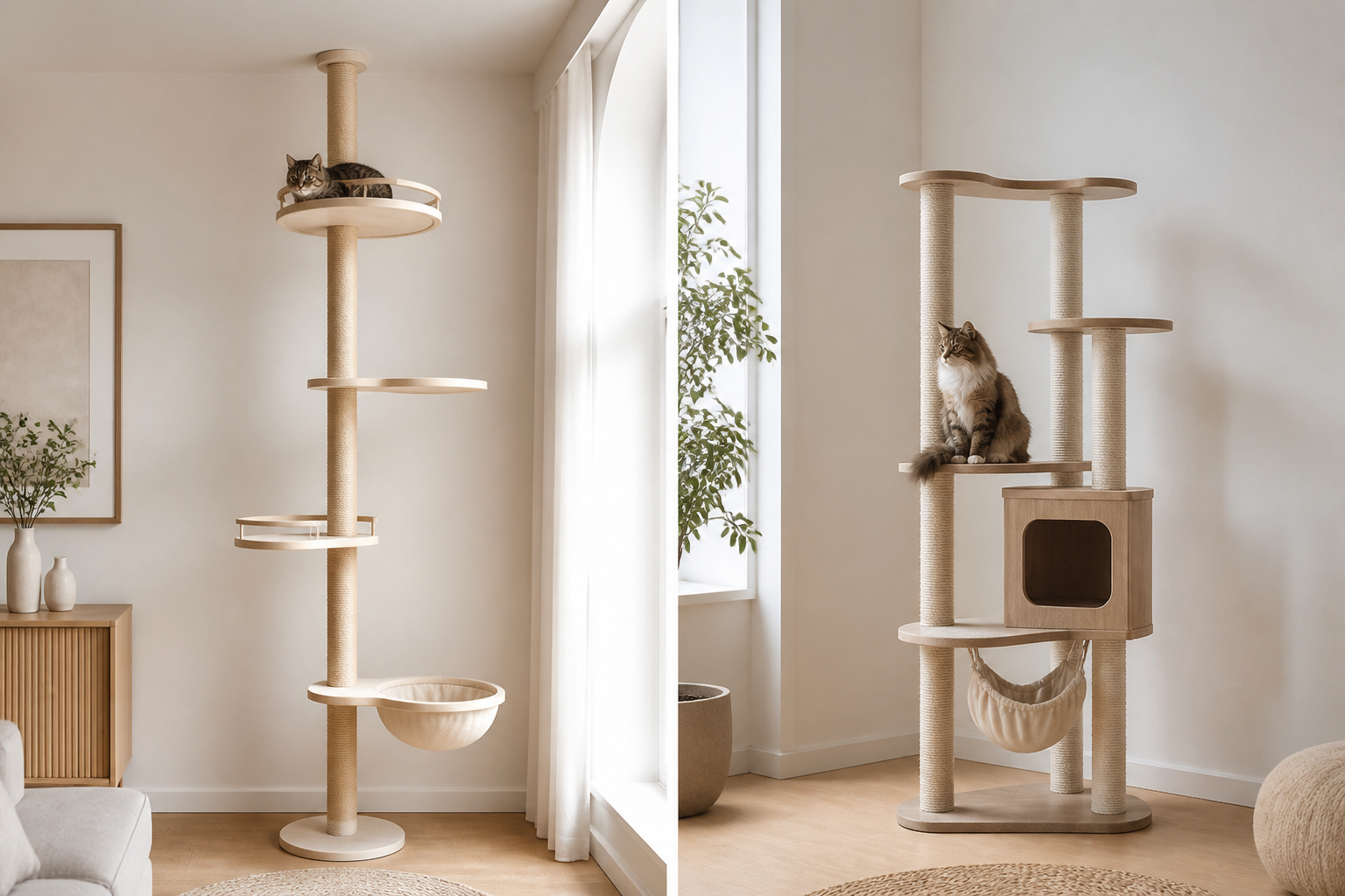 Kattenklimmeubel met plafondspanner vs vrijstaand model: wat koop je?