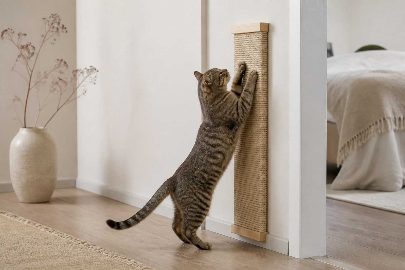 Kattenkrabplank zonder boren: 4 opties voor een huurkamer